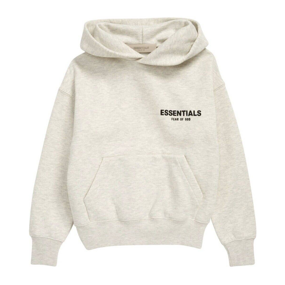 NWT Fear of God FOG Essentials Hoodie Light Oatmeal Kids 8 (Can Fit Women's XS)